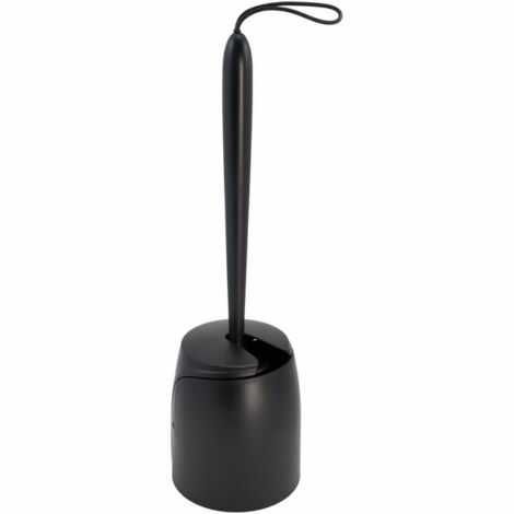 Toiletbørste silikone sort med automatisk lukke låg i plast