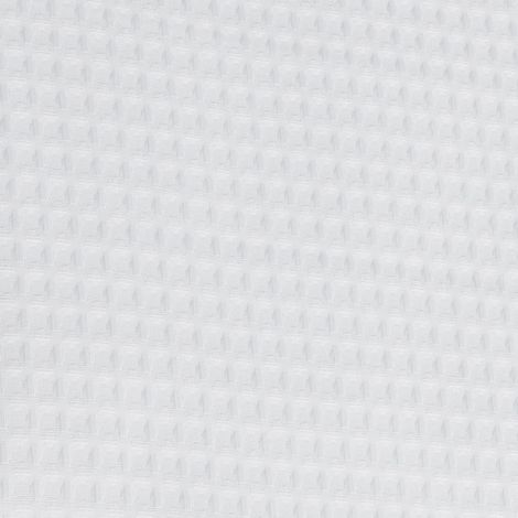 Hvidt bruseforhæng i stof 180x200 nærbillede af det vævede mønster i stoffet