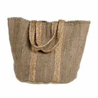 Sommertaske med hank i genbrugsgarn jute og bomuld