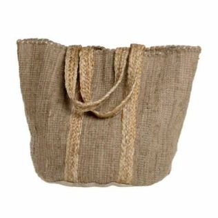 Sommertaske med hank i genbrugsgarn jute og bomuld