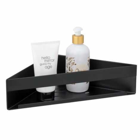 Wenko hjørnehylde til bad uden brug af skruer og værktøj her med sæbe og shampoo