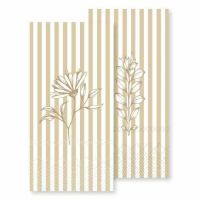 Papir servietter med striber og blomster honning farve