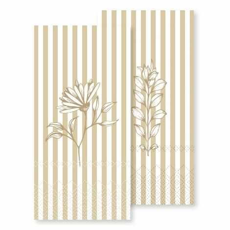 Papir servietter med striber og blomster honning farve