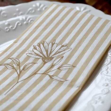 Papir servietter med striber og blomster honning fra chic antique