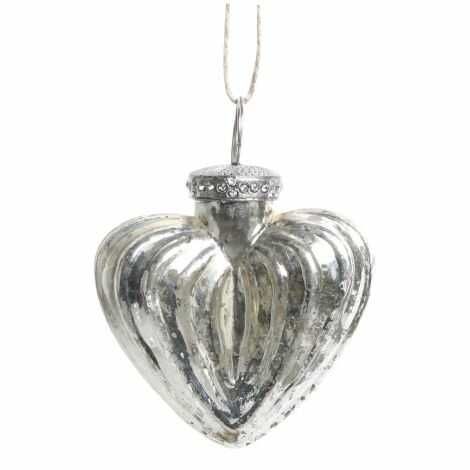 Sølv julepynt hjerte i fattigmandssølv til ophæng og dekoration