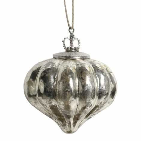 Sølv juledråbe til ophæng på juletræet eller i dekorationer