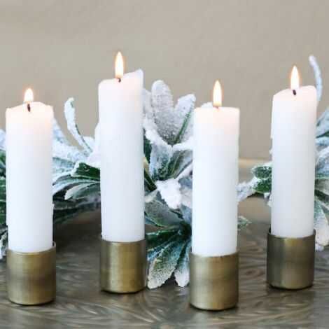4 stk. lysholder med hvide bedelys magnetiske sat på fad til advent