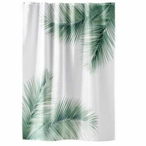 Cool badeforhæng med store palmeblade 180x200 cm. med ringe til ophæng