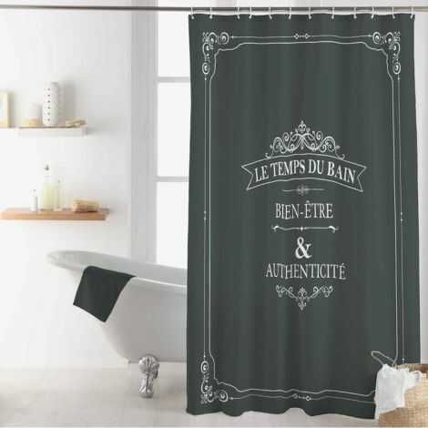 Bruseforhæng fransk landstil mørkegrå med lysegrå fransk tekst