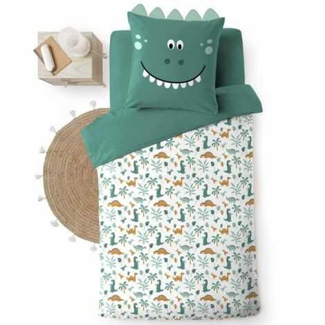 Sengetøj med dyr voksen 140x200 cm  motiv af dinosaur i bomuld