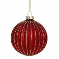 Vintage julekugler med glimmer rød og guld Ø 8 cm.