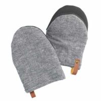 ovn handsker sæt korte grå og sort med løkke til ophæng