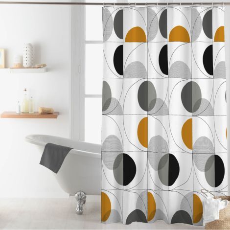 Badeforhæng kunst 180x200 i vaskbart polyester