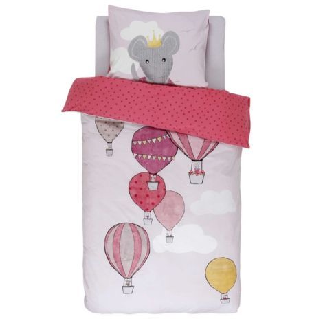 Dyre sengetøj 140x200 med mus der flyver i luftballon