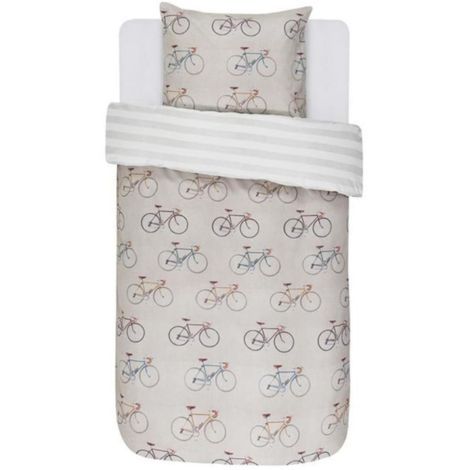 Covers & co sengetøj 140x200 beige med cykler og striber