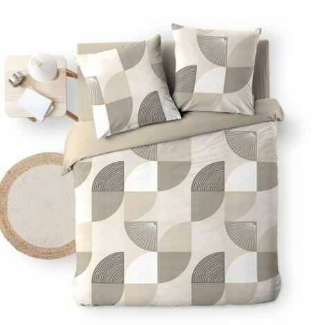 240x220 sengetøj i beige og brune farver i lækker blød mikrofiber polyester - fransk flonel