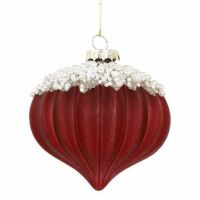 julekugler med perler i cherry farve til pynt