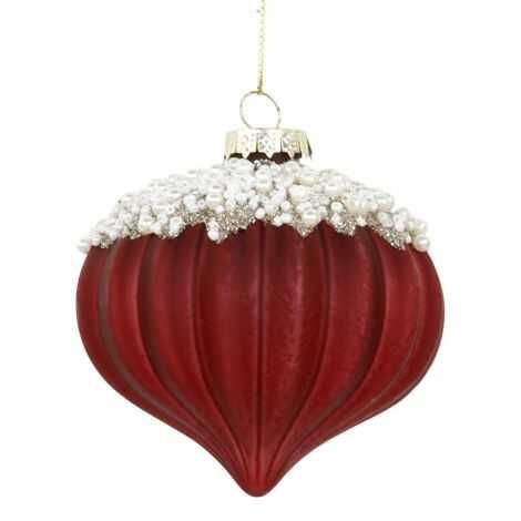 julekugler med perler i cherry farve til pynt