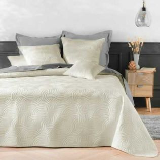 Store sengetæpper med 2 pudebetræk råhvid 240x220 cm og 60x60