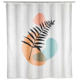 Smart badeforhæng 180x200 med abstrakt motiv i blide farver