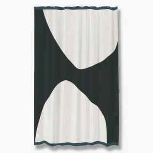 Tekstil badeforhæng 150x200 cm rock i sort, hvid og blå fra Mette Ditmer