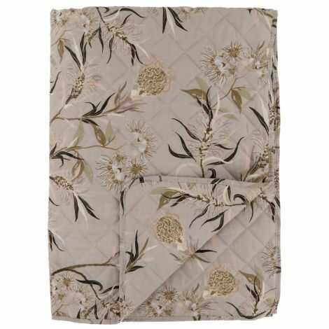 Blomstret vattæppe i beige og rosa farver i bomuld og polyester