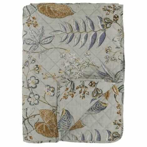 Quiltet vattæppe med blomster mønster opal farvet 180x130