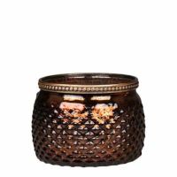 Fyrfadsstager glas brun, antique mocca med perlekant fra chic antique