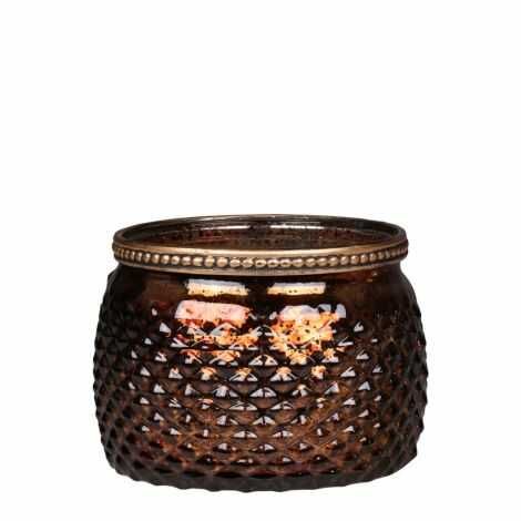 Fyrfadsstager glas brun, antique mocca med perlekant fra chic antique