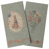 Påskeservietter Maileg grøn og rosa med hare og blomster 20 stk, pr. pakke