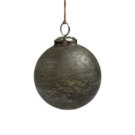 Julekugler glas mellem antik mat grå grøn Ø 10 cm. til ophæng og dekoration til jul