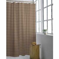 Lækkert badeforhæng 180x200 cm ophængt på badeværelset brunt med tern design fra Södahl