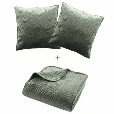Sengetæppe med puder grøn 220x240 og pudebetræk 60x60 bløde som velour