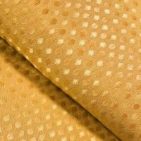 Karrygult badeforhæng 180x200 hvor mønsteret i stoffet ses tæt på