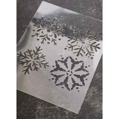 Skabelon til maling motiver af 4 forskellige snefnug lavet i plast