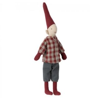 Lille nisse maileg kravlenisse dreng med magnet i hænder og højre fod