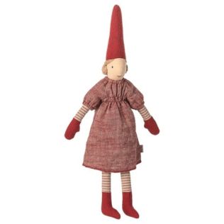 Maileg nisser 31 cm. str 2. Nissepige i fin rød kjole