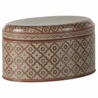 kagedåse maileg i beige, brune farver med mønster opbevaring af småkager og konfekt