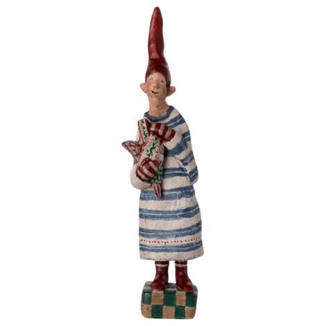 Maileg nisse noel nr 36 i stribet tøj lavet i polyresin