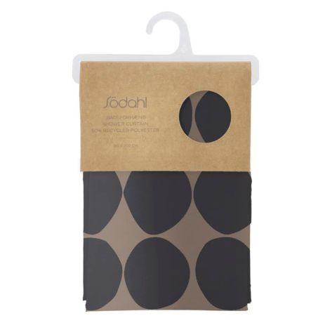 Badeforhæng kunst 180x220 beige med brune cirkler bubbles fra sødahl