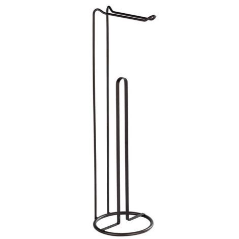 Toiletpapirholder stående i mat sort stål med plads til 3 ekstra ruller toiletpapir