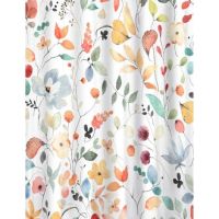 Romantisk badeforhæng med blomster 180x200 cm