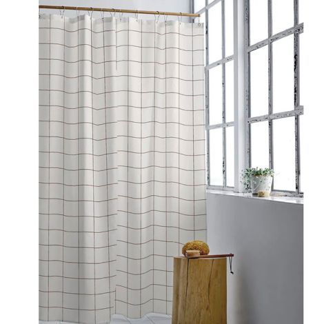 Smukke badeforhæng 180x220 ophæng ved brusekabine på badeværelse